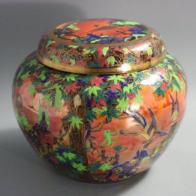 Orange Wedgwood Flame Fairyland Lustre 'Fairy Slide' Covered Vase For Sale - Image 8 of 12