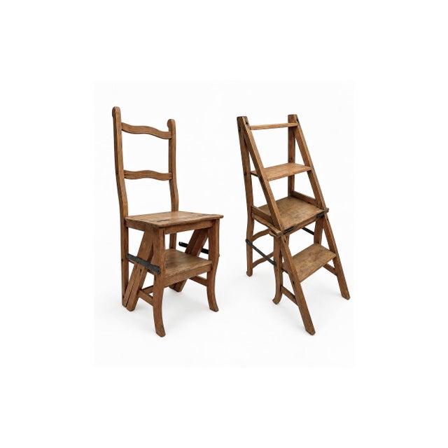 Metamorphic Wooden Folding Library Stepladder, 1890s For Sale - Image 17 of 17