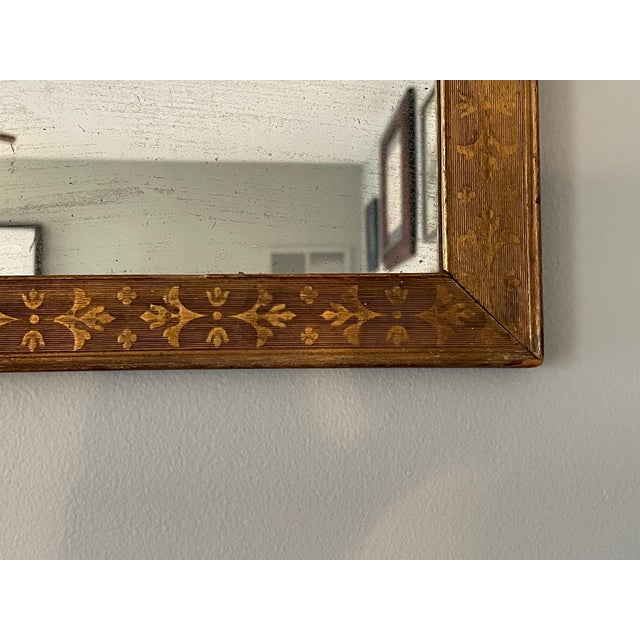 Metal 19th C. Gilt Mirror With Hand Painted Fashion Print For Sale - Image 7 of 7