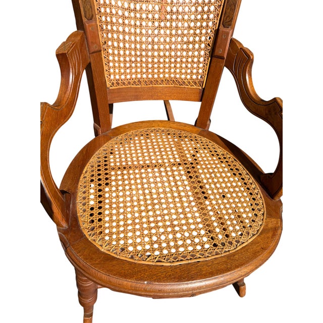 Late 19th Century Victorian Walnut Caned Rocker For Sale In Indianapolis - Image 6 of 6
