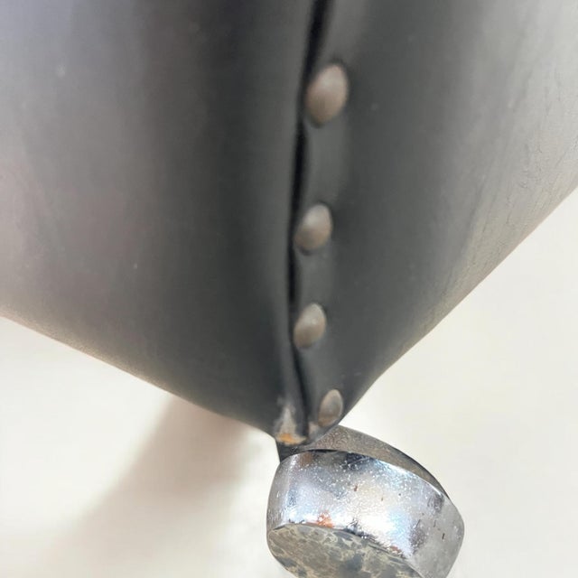 Black Art Deco Black Leather Club Chair, 1950s For Sale - Image 8 of 10