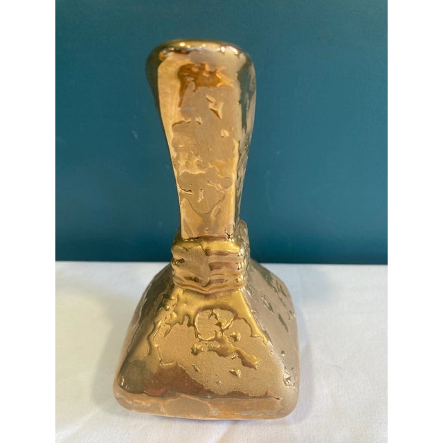 Vintage Sculptural Gold Ceramic Pitcher – Modernist Decorative Vase For Sale In Oklahoma City - Image 6 of 8