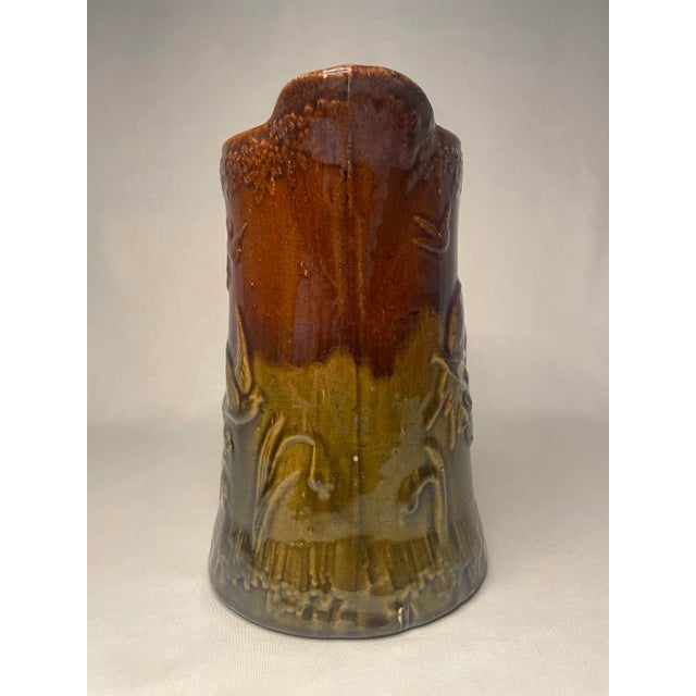 Rustic Farmhouse Fall Embossed Ceramic Pitcher For Sale - Image 4 of 10