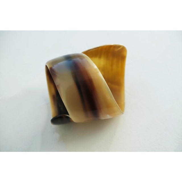 1970s Chunky Horn Cuff Bracelet, Sculptural Open-Ended Design For Sale - Image 11 of 12