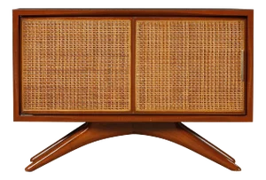Caned Sculptural Cabinet by Vladimir Kagan for Grosfeld House, 1950s, Signed
