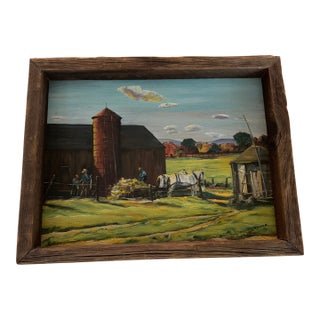 1970s Ida Van Tassell Original Farm Painting For Sale