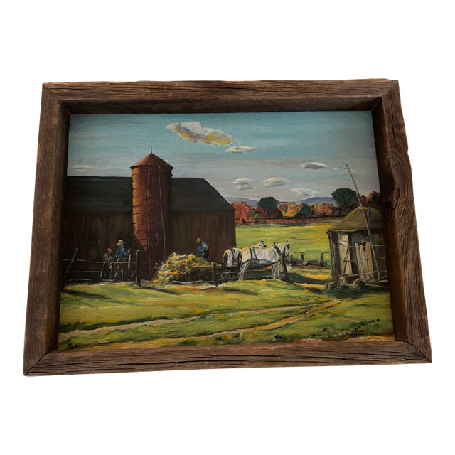 1970s Ida Van Tassell Original Farm Painting For Sale