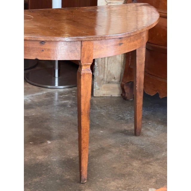French 19th Century Walnut Demilune Table For Sale - Image 3 of 11