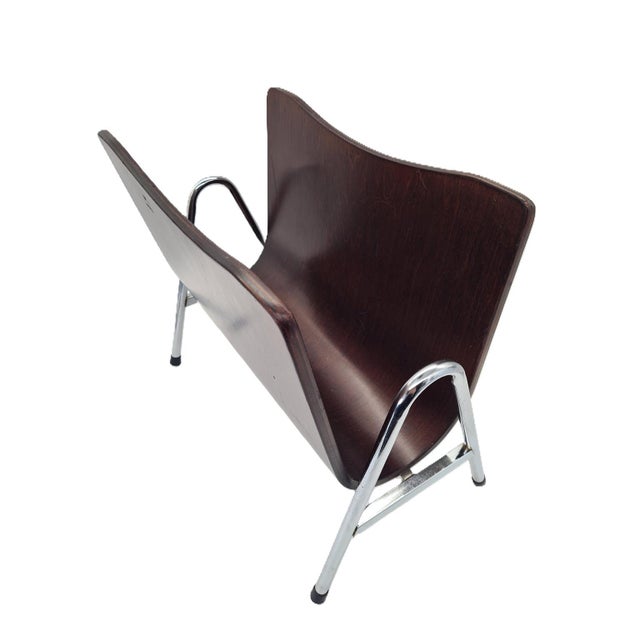 Mid-Century Modern Magazine Rack in Bent Plywood and Chrome, 1960s For Sale - Image 10 of 10