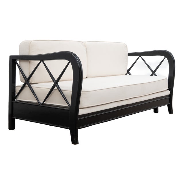 Modular Sofa in Velvet and Wood by Paolo Buffa, 1950s For Sale