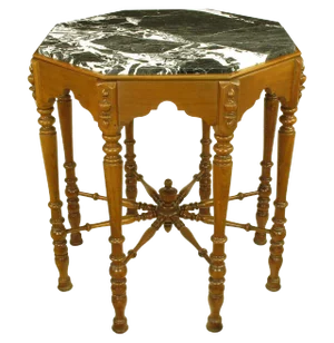 Eight-Leg Walnut and Marble Eastlake Center Table