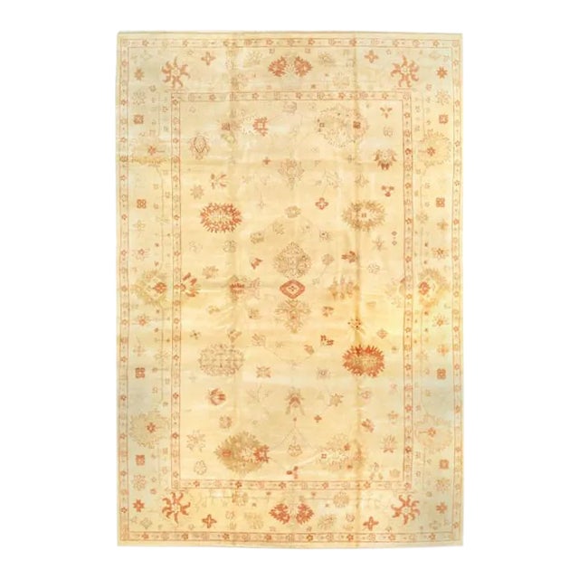 Pasargad DC Ivory Color Fine Hand Knotted Oushak Rug For Sale