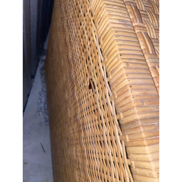 Vintage Wicker Rattan Pair of Chest of Drawers Dressers With Brass Campaign Style Hardware For Sale - Image 15 of 15