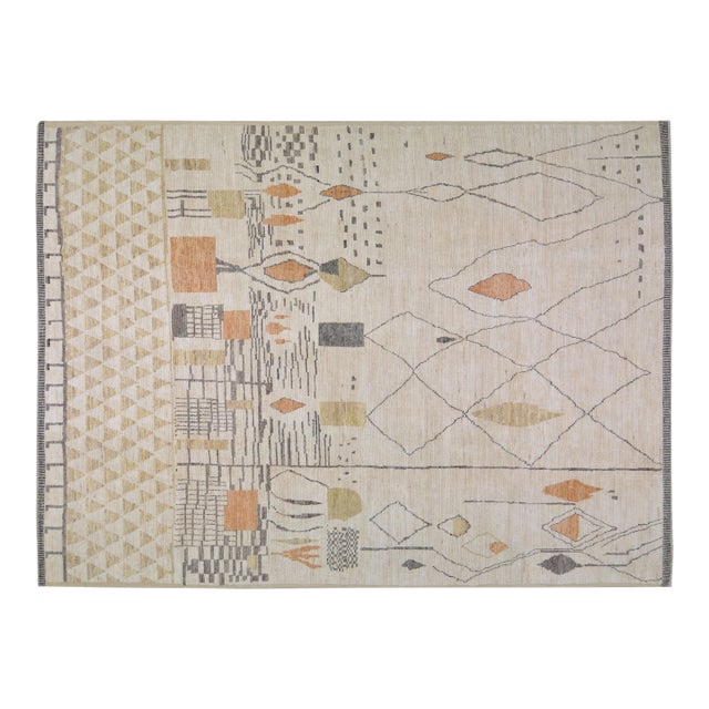 Moroccan Hand Knotted Wool Rug, 8'6"x10'9" For Sale