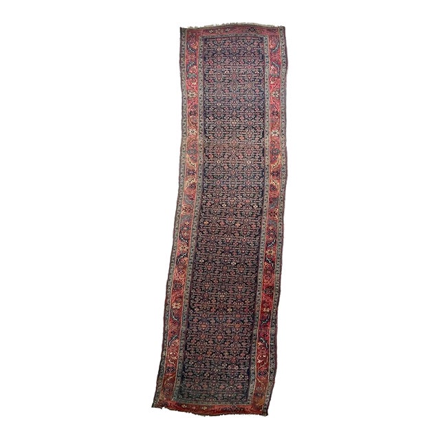 Antique Halvai Bidjar with Growing Vine Border Rug 4 x 20.3 For Sale