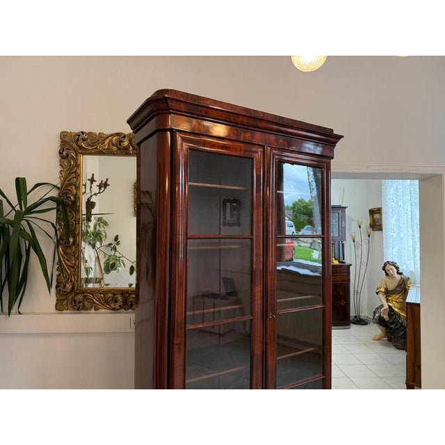 Ceramic Late Biedermeier Display Cabinet in Mahogany For Sale - Image 7 of 16