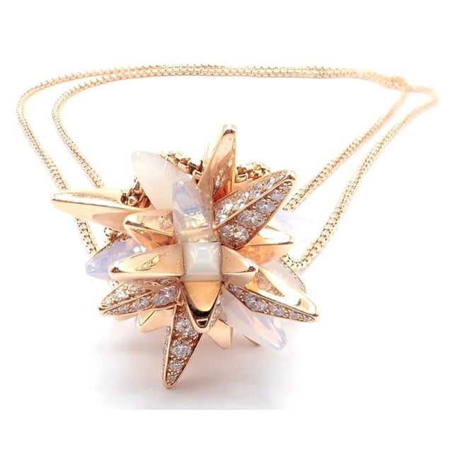 Contemporary Cartier Rose Gold Limited Edition Diamond Mop Meterore Fractal Pendant Necklace For Sale - Image 3 of 13