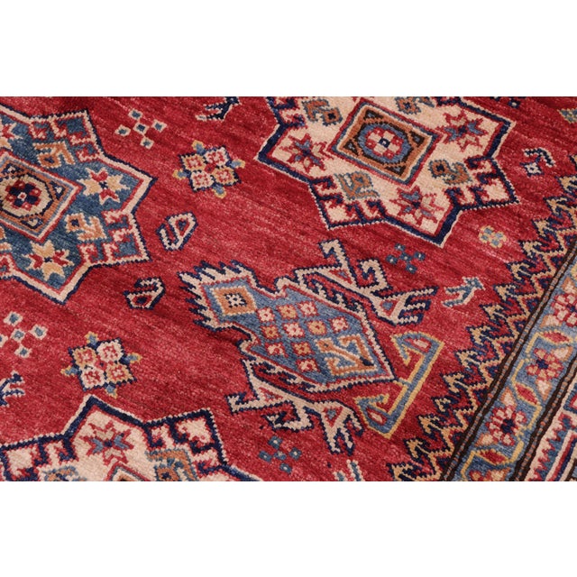 Shabby Chic Super Kazak Red/Tan Wool Rug - 4'10'' X 6'7'' For Sale In New York - Image 6 of 10