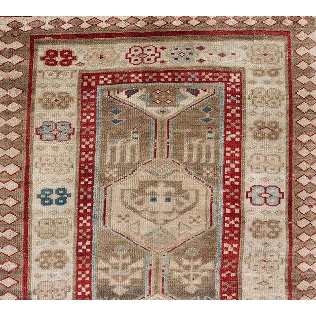 Persian Hand Knotted Antique Serab Runner in Tribal Design With Medallions. Antique Persian Tribal Serab runner, Keivan...