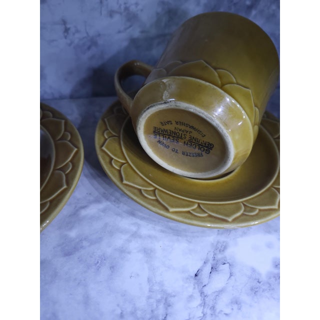 1980s Golden Seville Stoneware Coffee Mugs Saucers For Sale In San Francisco - Image 6 of 10
