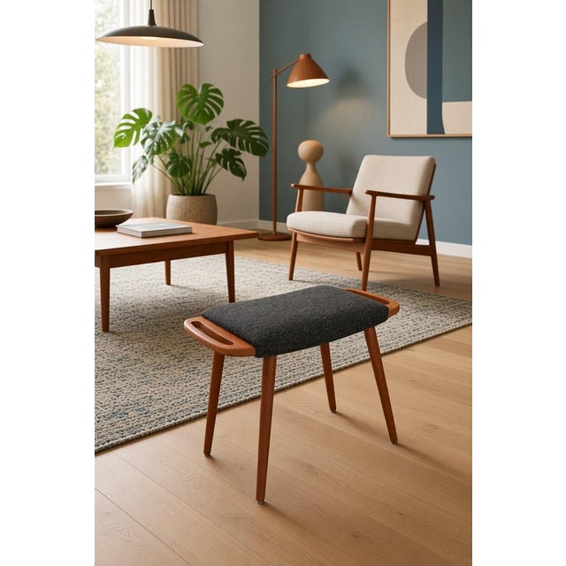 Vintage Danish Teak Stool with Shaped Handles, 1960s | Chairish