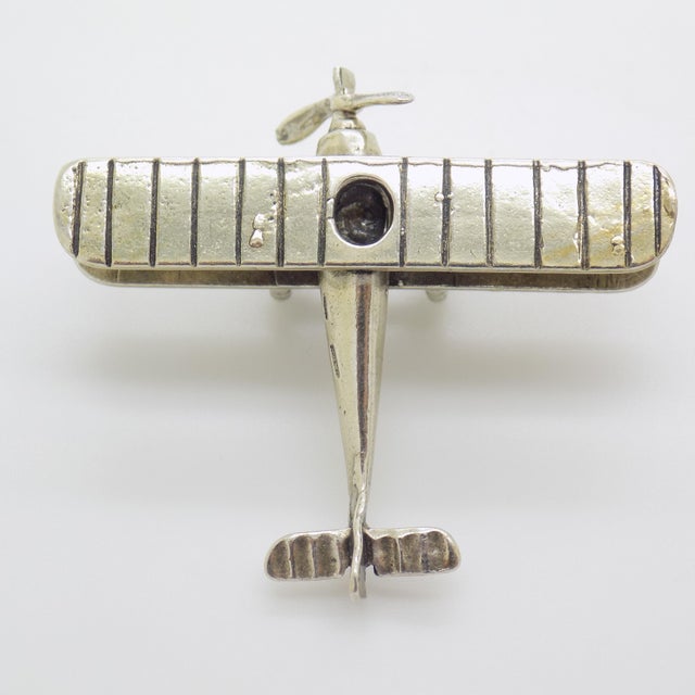 Vintage Italian Handmade Genuine Silver Airplane Figurine, 1980s For Sale - Image 4 of 12