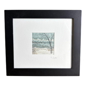 Lakeside Snowfall - Original Watercolor Painting Signed and Framed
