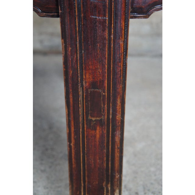 Late 19th Century Late 19th Century Antique Chines Ming Style Carved Elm Split Reed Altar Bench For Sale - Image 5 of 13