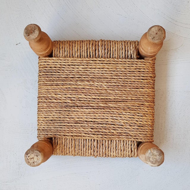Wood and Rope Ottoman, 1960s, in Good conditions. Designed 1960 to 1969