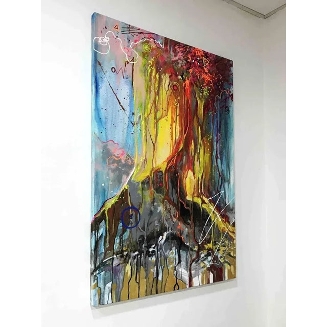 Eruption 1 (120x80x4 cm) - Acrylic and Posca colors on canvas - 2018. Unframed: the edges of the canvas are painted....