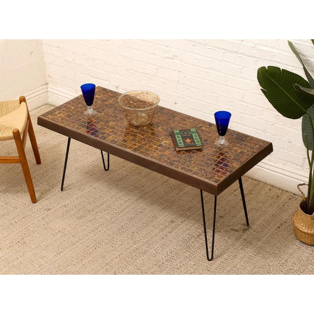 Mid-Century Modern Vintage Mid-Century Modern Mosaic Tile Coffee Table With Hairpin Legs For Sale - Image 3 of 10