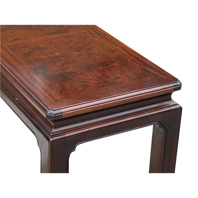 Brown Chinese Chinoiserie Brown Finished Grass Cloth Altar Foyer Side Console Table For Sale - Image 8 of 10