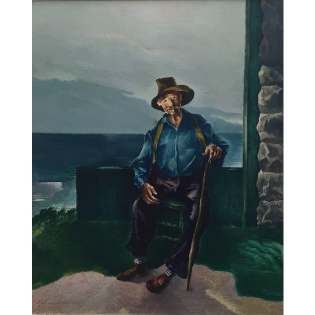1940s William S. Schwartz, Portrait of an Old Man with Cane, Important Chicago Modernist WPA Artist, c. 1940 For Sale - Image 5 of 6