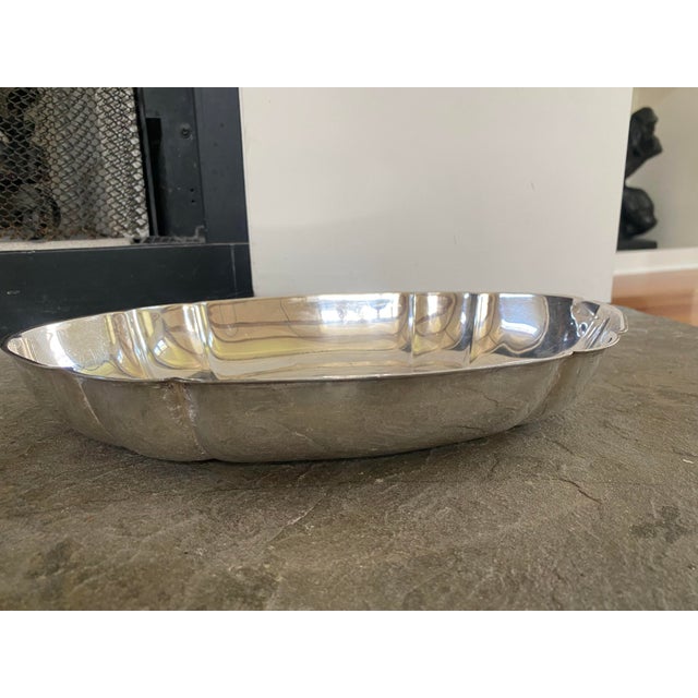 Mid-Century Modern 1950s Cohr Denmark Mid Century Scalloped Serving Dish Platter Atla Electro Plate Nickel Silver Epns For Sale - Image 3 of 12
