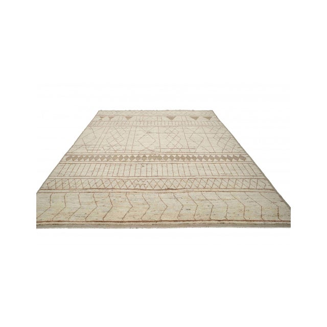 Hand knotted unique rug newly made in Afghanistan using hand spun wool.