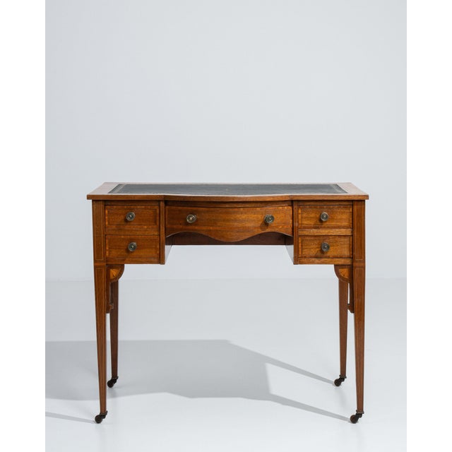 19th Century France Edwardian Brown Wood Writing Desk For Sale - Image 4 of 11