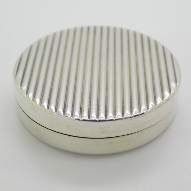 Vintage Italian Handmade Genuine Silver Round Pill Snuff Trinket Box, Made in Alessandri (Al, Italy) For Sale - Image 4 of 10