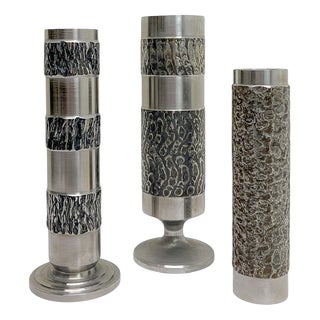 German Brutalist Steel Vases, 1970s, Set of 3 For Sale