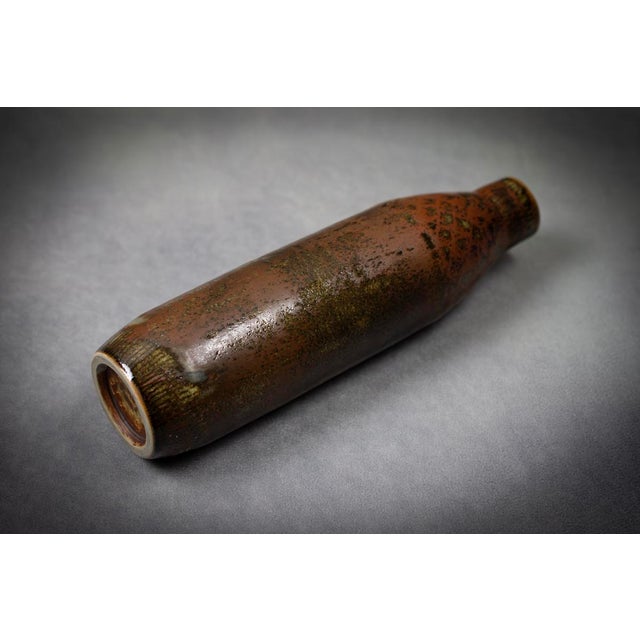 Bottle Vase in Mottled Brown Glazed Stoneware by Carl-Harry Stålhane for Rörstrand, Sweden, 1960 For Sale - Image 11 of 16