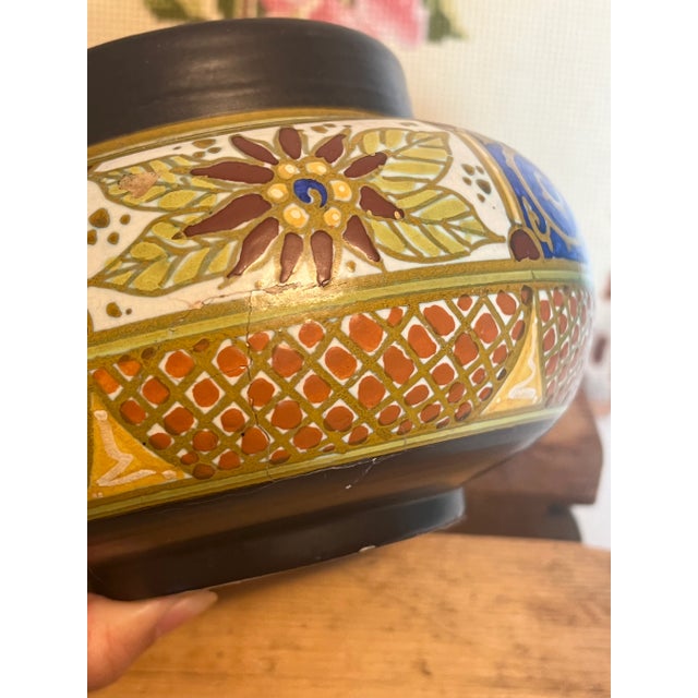 Blue Antique Floral Dutch Ceramic Vase With Detachable Top Dated 1846 For Sale - Image 8 of 9