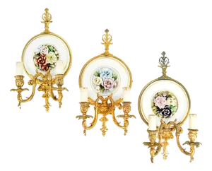 Early 20th Century Wall Lights from Capodimonte, Set of 3