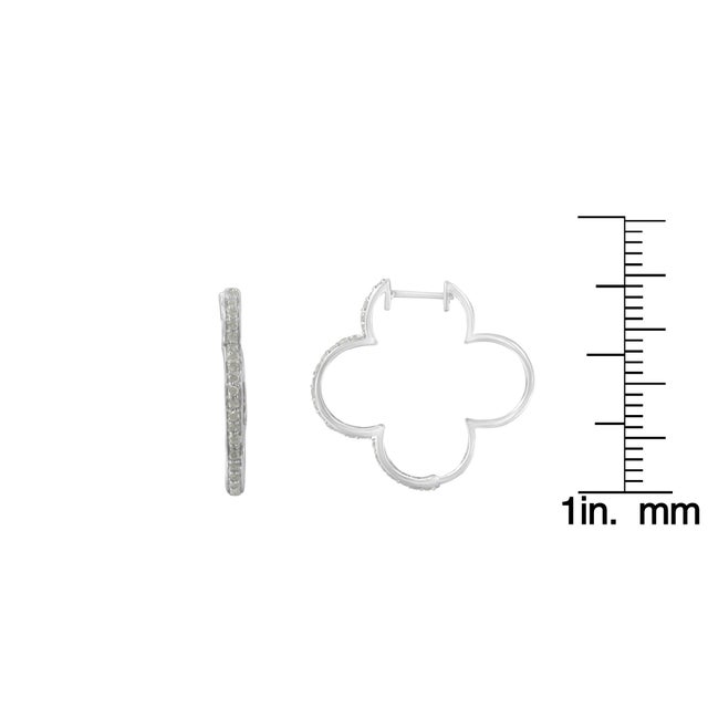 Early 21st Century .925 Sterling Silver 1.0 cttw Diamond 4 Leaf Clover Shape Hoop Earrings(I-J Color, I3 Clarity) For Sale - Image 5 of 5