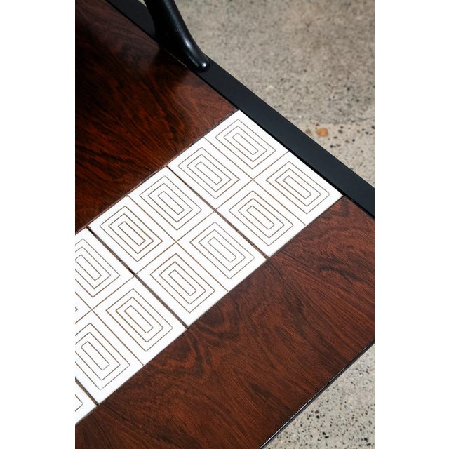 Wood Late 20th Century Mid Century Modern Side Table Lane Cosmopolitan Tile Rosewood Wood Black Step Up For Sale - Image 7 of 12
