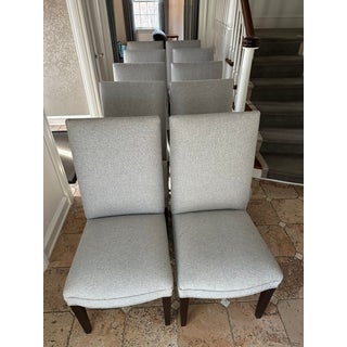 Transitional Holly Hunt Upholstered Dining Chairs With New Fabric, Set of 10 For Sale