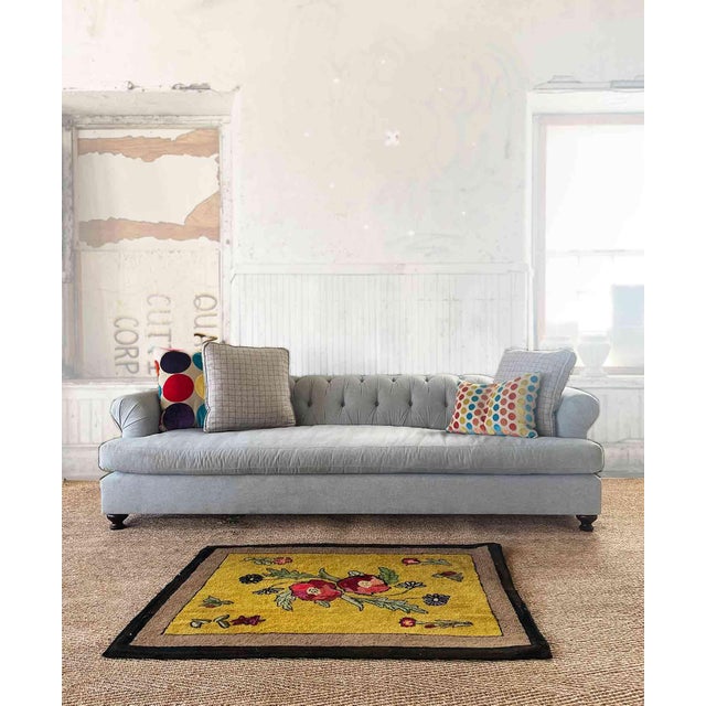 Contemporary Vintage Sofa Roger & Chris Tufted Light Gray Upholstery For Sale - Image 3 of 7