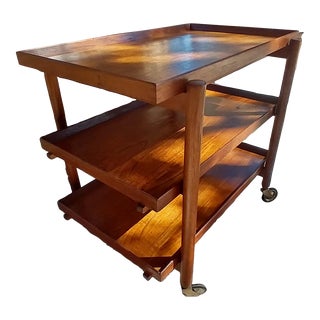 1970s Vintage Poul Hundevad Teak Trolly Cart For Sale