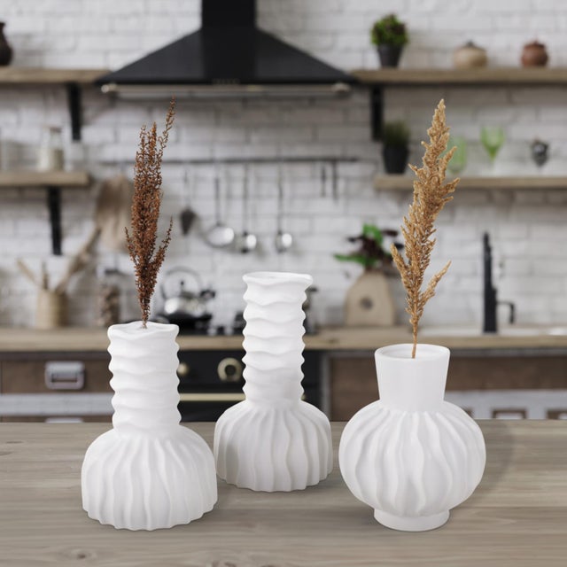 White Herring Bulbous Abstract Vase- Small For Sale - Image 8 of 9
