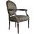Vintage French Louis XVI Style Carved Walnut Fireside Arm Chair Fauteuil. Item features beautiful carved scrollwork-...