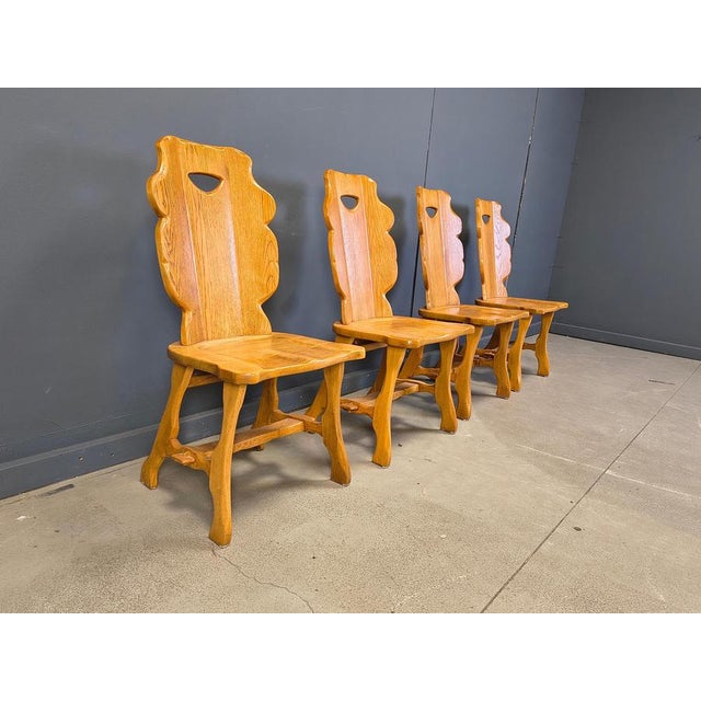 Brown Vintage Rustic Dining Chairs, 1960s, Set of 4 For Sale - Image 8 of 14