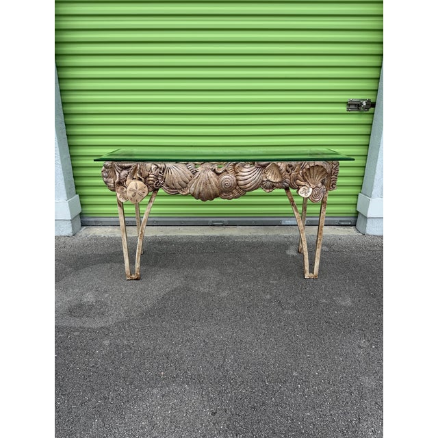 Vintage Mid-Century Italian Style Sculptural Seashell Console Table For Sale - Image 4 of 11